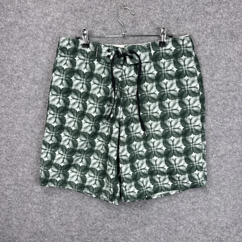Osklen Surfing Rio de Janeiro Aqualight Board Shorts Green Floral Mens Size 30